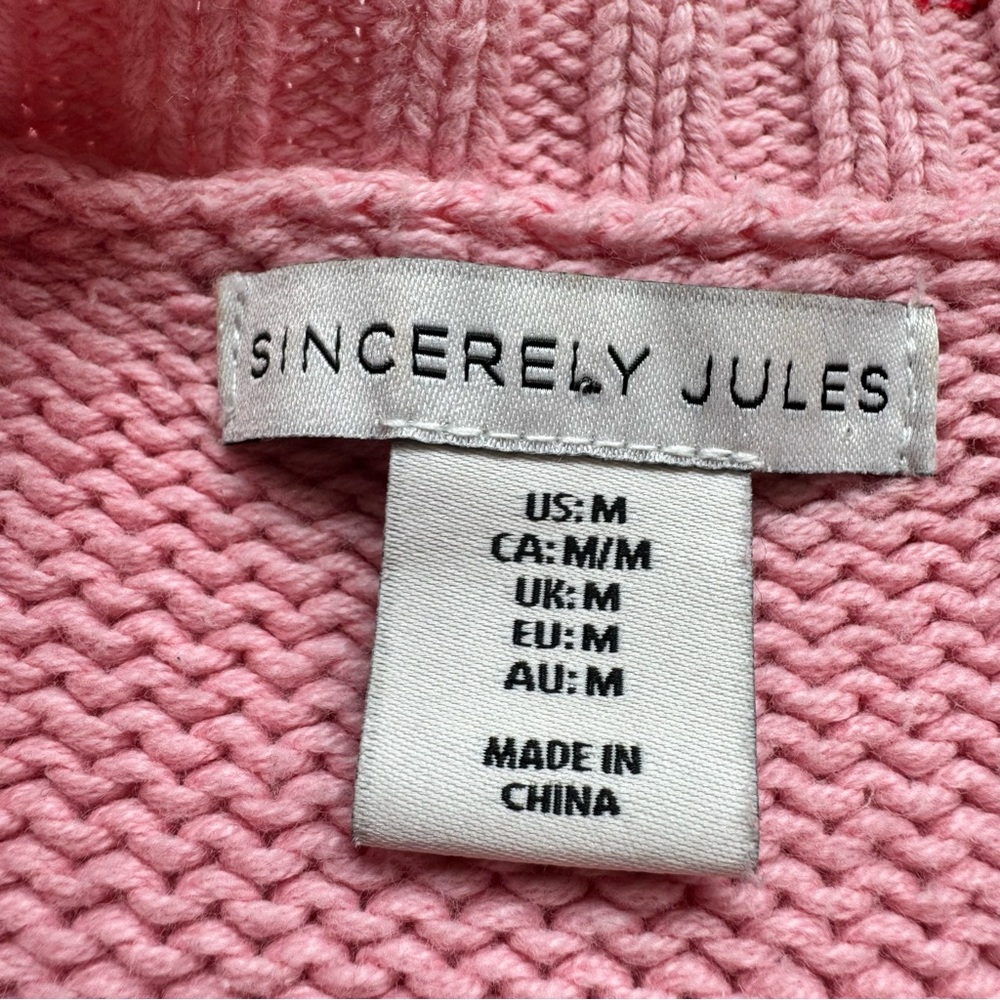 Sincerely Jules Pink & Red VIRAL DUMP HIM Sweater Size Medium - Picture 5 of 7